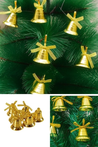 Noel Çam Ağacı Süsü 12 Li Sarı Kurdeleli Çan Zili Şık Yılbaşı Çam Ağacı Süsleri 3 Cm Ev Ofis Dekoru Çok Renkli