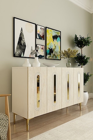 Ka1206btg Rany120 Konsol, Kahve Köşesi Ve Tv Sehpası Beyaz-traverten Kapak-gold 120cm Beyaz-traverten-gold