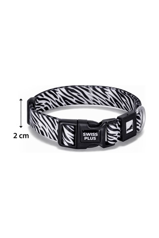 Swissplus Urban Paws Zebra Noir Recycled Köpek Tasması - 20 Mm Beyaz - Siyah