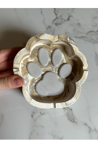 Beton Patili Küllük El Yapımı Kedi Köpek Tasarımlı Dekoratif Yıkanabilir Kül Tablası