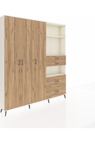 Arges Dolap 12 Raflı 4 Çekmeceli Tek Askılı 220x30x243 Aytaşı-çam/çam Atlas Çam/atlas Çam