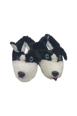 Ateşbags Unisex Hayvan Desenli Ev Ayakkabısı Panduf Siyah