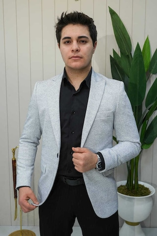 Bys Beystil Sivri Yaka Lacivert Kırçıllı Blazer Ceket Garcia - Slim Fit