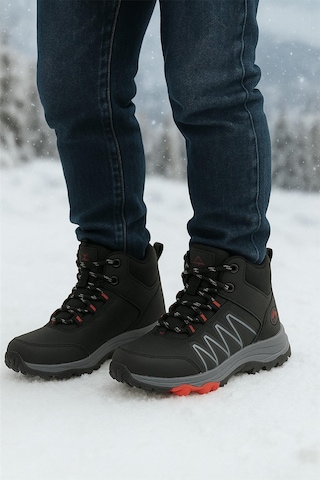 Modaonn Unisex Rahat Kalıp Bağcıklı Bot Siyah