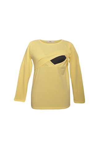Luvmabelly 2701-2708 Pamuklu Uzun Kollu Lohusa Emzirme T-shirt-sarı