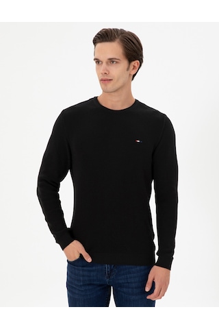 U.S. Polo Assn. Erkek Slim Fit Bisiklet Yaka Siyah Basic Kazak 50298282-VR046
