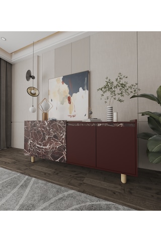 Ravenna Modern Konsol 180 Cm Mermer Desen - Bordo
