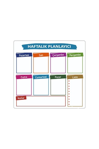 Hafalık Magnet Planlayıcı , Mıknatıslı Yazıtahtası + 2 Kalem