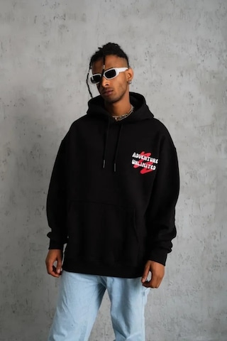 Veraura Lifestyle Erkek Şapkalı Güvercin Baskılı Kapşonlu Sweat - Siyah S