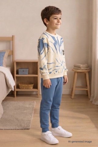 Pina Kids Erkek Çocuk Batik Desenli Okul Günlük Eşofman Takımı Esf7037 Mavi