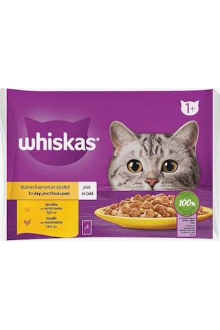 Whiskas Pouch Jöle İçinde Tavuklu Ve Hindili Yetişkin Kedi Konservesi 4x85 Gr 2 Adet