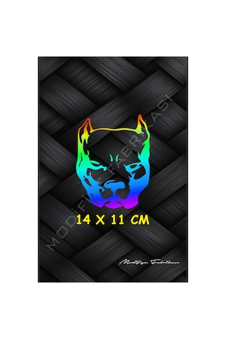 Pitbull Sticker Folyo - Hologram - 14 X 11 Cm