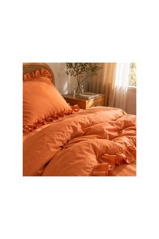Fırfırlı Nevresim Takımı Light Cinnamon Tek Kişilik 2 Parça 160 X 220 Cm Açık Tarçın