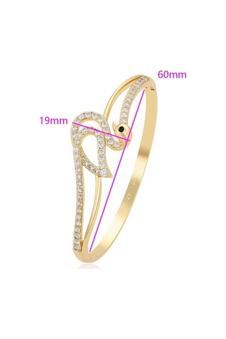 Zirkon Taşlı Kuğu Figürlü 14 Ayar Altın Kaplama Kadın Kelepçe Bilezik Gold