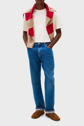 Tommy Hilfiger Logolu % 100 Pamuk Regular Fit Bisiklet Yaka T Shirt Erkek T Shirt Mw0mw41766 Z00 Açık Bej