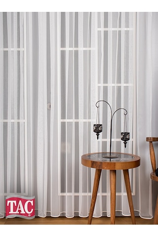 Taç Frahm Eteği Kurşunlu Parlak Düz Tül Perde / Ölçünüze Özel Dikim