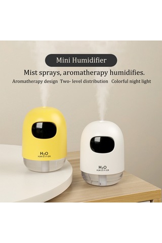 Suofeng Usb Beslemeli Aromaterapi Işıklı Hava Nemlendirici, 2 Sprey Modu, Renkli Gece Lambası, 200ml Kapasite, Mini Boyut Beyaz