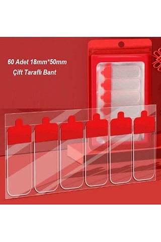 Çift Taraflı Şeffaf Bant 60 Adet Şeffaf Bant Kolay Açılır 18mm 50mm -