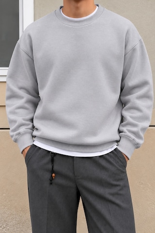 Cool Tarz Erkek 3 İplik Şardonlu Regular Fit Bisiklet Yaka Basic Sweatshirt Gümüş Gümüş