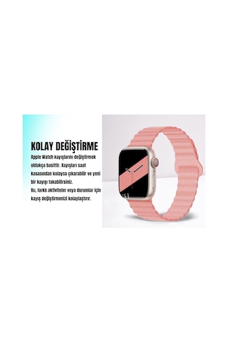 Apple Uyumlu Watch 42mm 44mm 45mm 49mm 1/2/3/4/5/6/se/7/8/ultra Akıllı Saat Magnetli Kordon Ve Kayışı Siyah