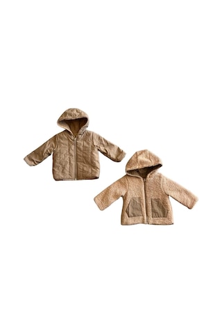 Verscon Kız / Erkek Bebek Peluş Fermuarlı Kapüşonlu Mont-11357-camel Camel
