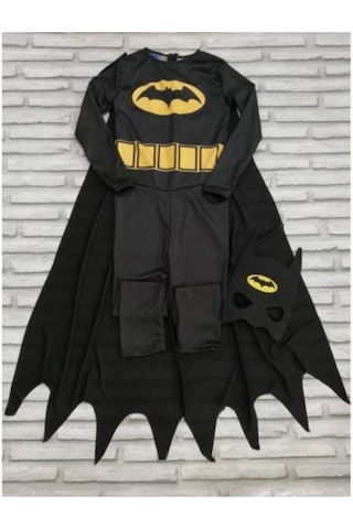 Tek Favorim Unisex Çocuk Siyah Kara Şövalye Kostüm Pelerinli Batman Kostümü Siyah