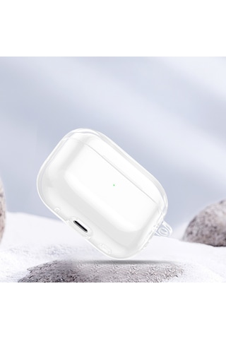 Apple Uyumlu AirPods Pro 3 Kılıf Şeffaf Kristal Silikon Sert Pc Şeffaf Case 14 Şeffaf