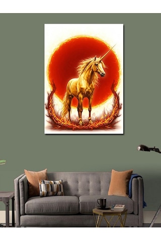 Kanvas Tablo Alevli Unicorn Ve Büyü 70cmx100cm