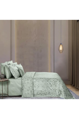Sarev Himalia Saten Çift Kişilik Nevresim Takımı Yeşil Yeşil