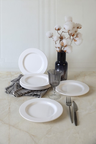 Keramika Beyaz Assos Pasta Tabağı 22 Cm 6 Adet 006 Beyaz