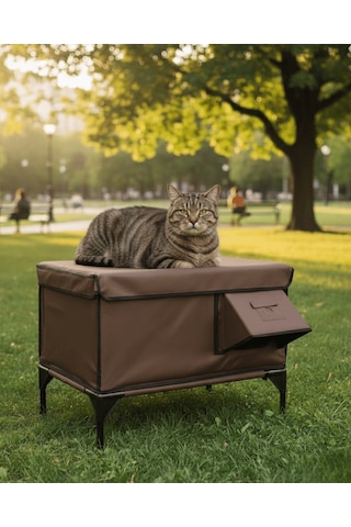 Reyo Dış Mekan Kedi Evi Isı Yalıtımlı Su Ve Rüzgar Geçirmez Kedi Barınağı Kahverengi