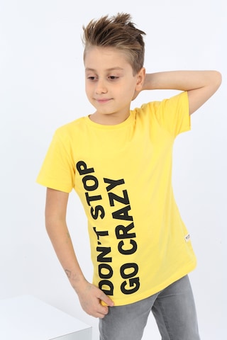 Toontoy Kids Toontoy Erkek Çocuk Dont Stop Go Crazy Baskılı Tişört Koyu Sarı