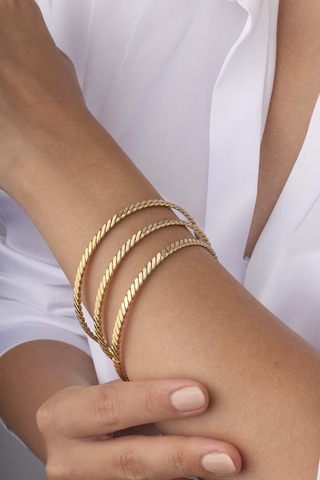 Gümüş Pazarım Altın Kaplama Çelik Üçlü Burma Kadın Bilezik Renkli