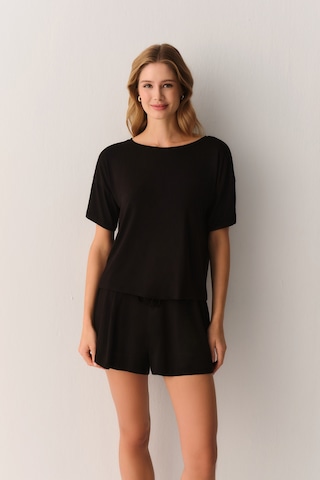 Suwen Stella Modal Tişört Şort Pijama Takımı Sh26603667s012 Siyah