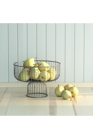 Teknotel Metal Meyve Sepeti Organizer Sepet Mat Siyah Mg527