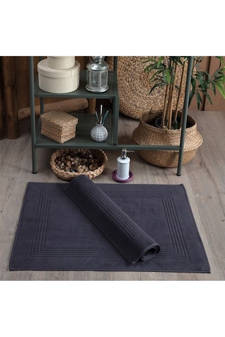 2'li Ayak Havlusu & Çerçeveli & %100 Pamuk- 60x80 Cm Antrasit