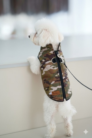Kedi - Köpek İçi Polarlı Su Geçirmez Kışlık Kamuflaj Yelek - Mont - Yağmurluk - Sweat - Kıyafet