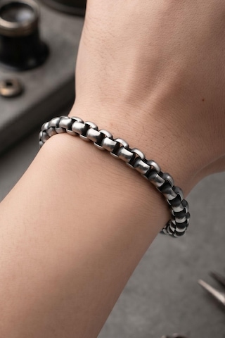 Paslanmaz Çelik Gemici Model Bileklik 8mm 902944 Gümüş