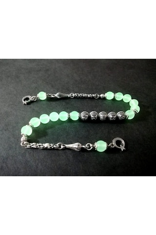 Zaza - İsimli - Kişiye Özel - Fosforlu Kedi Gözü Tesbih - 8 Mm