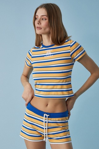 COLSA Kadın Regular Yüksek Bel Beyaz / Mavi / Sarı Alt-Üst Takım