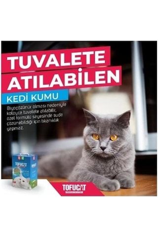 Tofucat Tuvalete Atılabilen Koku Hapsedeci Topaklaşan Doğal Tofu Kedi Kumu 8 L