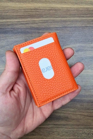 Turuncu Cüzdan Çıtçıtlı Geniş Kağıt Para Bölmeli 8 Adet Kart Kapasiteli Siyah
