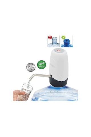 Usb Şarjlı Su Pompası Şarjlı Damacana Pompası Beyaz