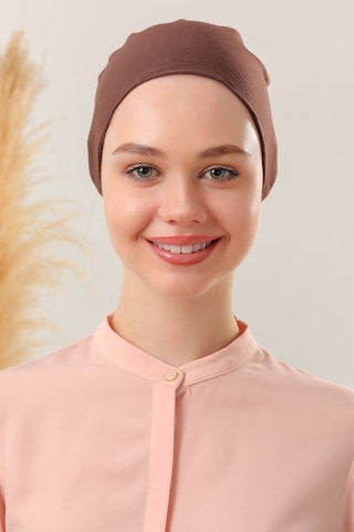 Melodi Scarf Dikişsiz Penye Bağlamalı Bone Kahverengi Kahverengi