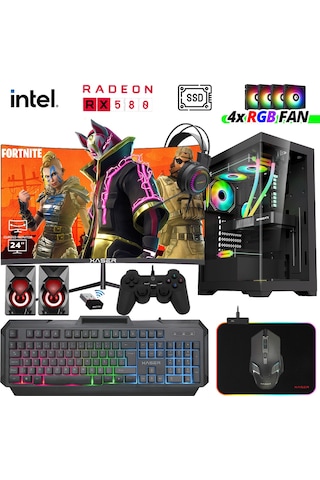 Xaser XSR978 i7 4770 16 GB 512 GB SSD 8 GB RX580 23.8" Free Dos Masaüstü Oyuncu Bilgisayarı