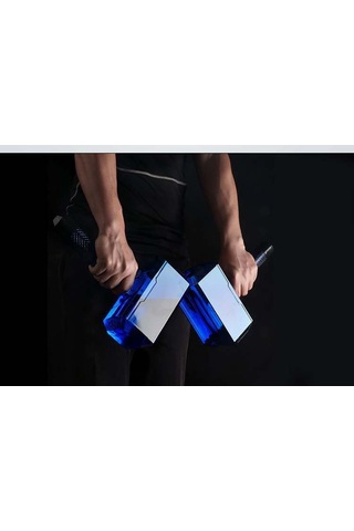 Vkemall Mavi 1.7l Petg Plastik Çekiç Şekilli Su Şişesi - Spor, Egzersiz, Seyahat İçin Dayanıklı Ve Taşınabilir Büyük Kapasiteli Su Deposu