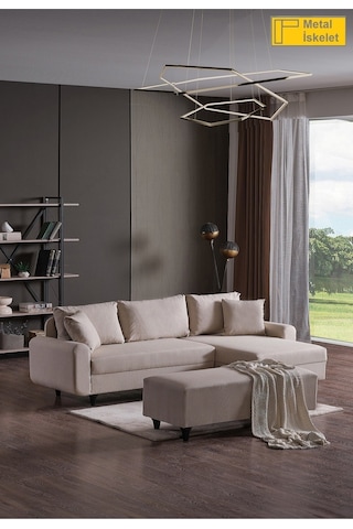 Kagu Corner Flavia Köşe Takımı Puflu Krem