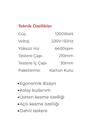 Max Extra MX8802 Gönye Kesme Makinası 210 MM 1200 Watt