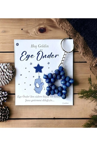 Zincirli  Ahşap Yıldız Anahtarlık 20 Adet