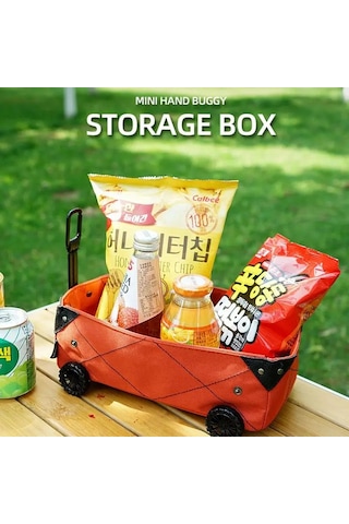 Açık Kamp Katlanır Sepet Mini Katlanabilir Arabası Tekerlekler Açık Kahverengi